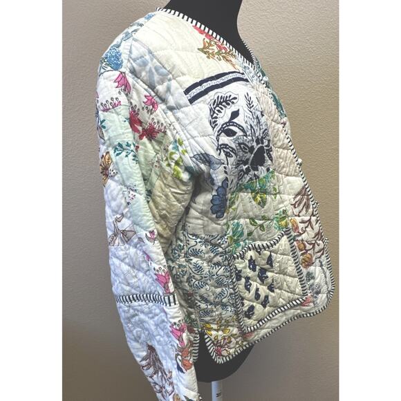 Patchwork Jacket Cotton Reversible Quilted Nantucket Cottage Core - Picture 5 of 16